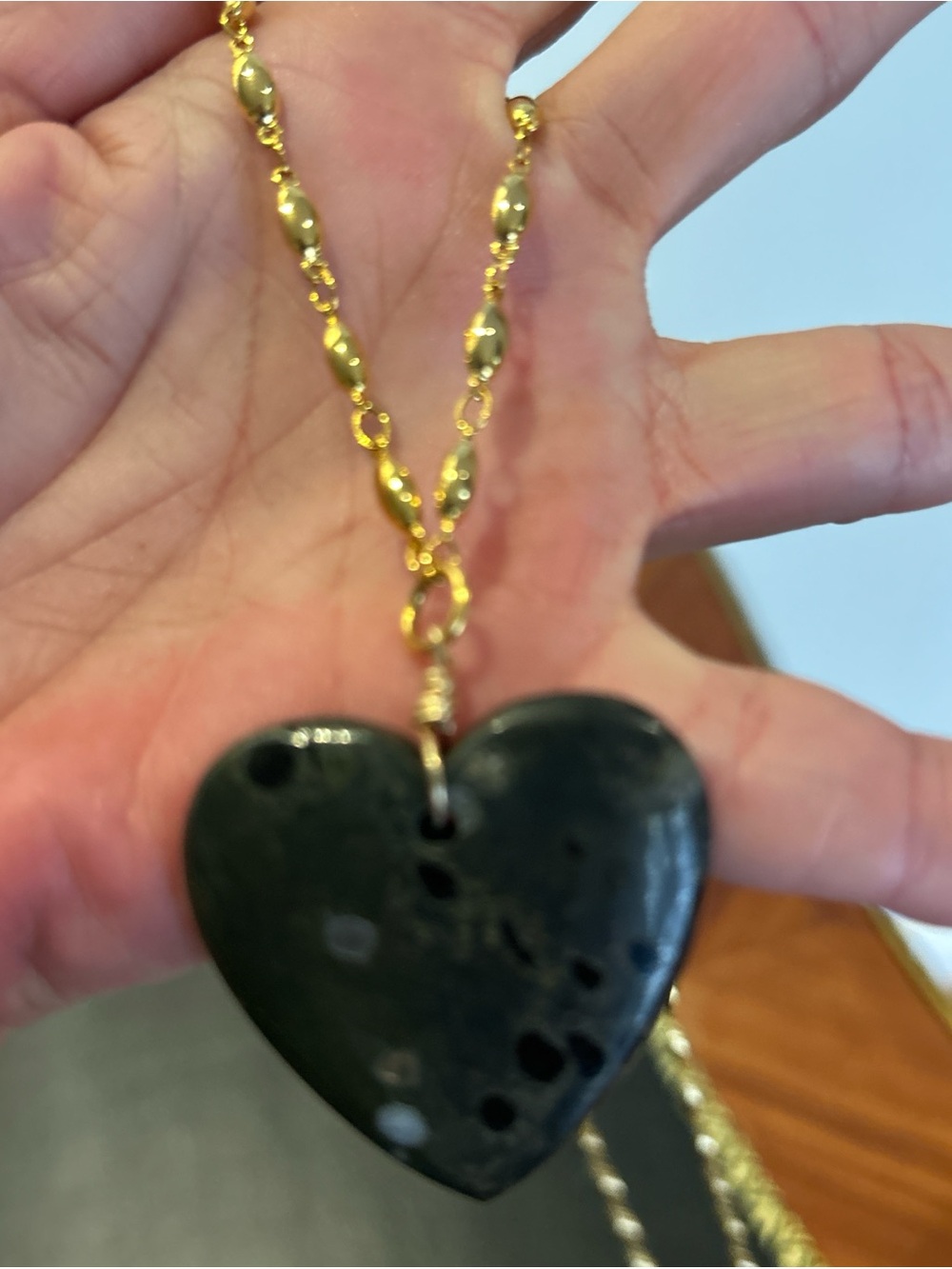 Brinker + Eliza Gold Plated Chain Necklace with Black Heart Pendant